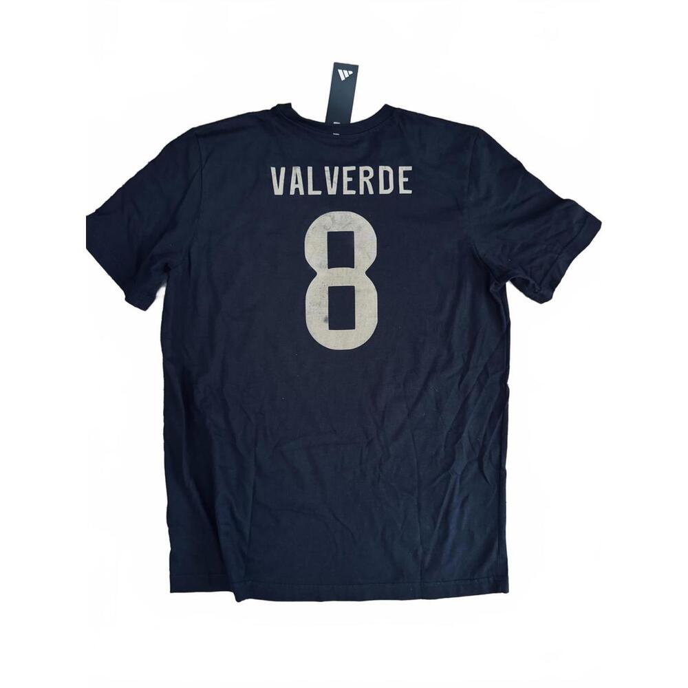 Large Adidas Real Madrid Black Cotton T-shirt Federico Valverde #8 25/26